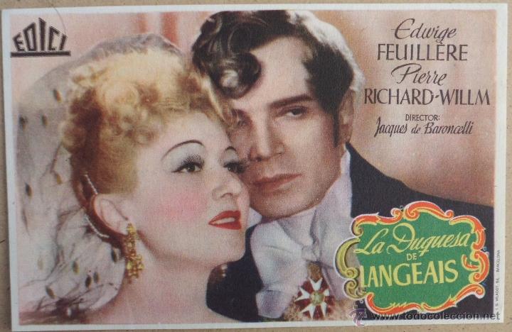  Flyers Publicitaires de films Anciens: FOLLETO DE MANO CINE LA DUQUESA DE LANGEAIS CON PUBLICIDAD AL DORSO