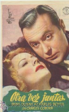 Folhetos de m&atilde;o de filmes antigos de cinema: Otra vez juntos. Sencillo de Columbia.  Cine Verdi - &iexcl;IMPECABLE!