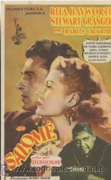 Folhetos de m&atilde;o de filmes antigos de cinema: Salom&eacute;. Sencillo de Columbia.