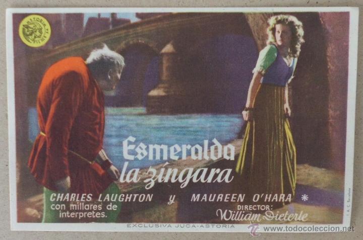 Cine: FOLLETO DE MANO CINE ESMERALDA LA ZINGARA CON PUBLICIDAD AL DORSO