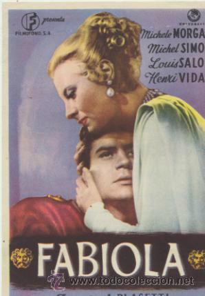 Folhetos de m&atilde;o de filmes antigos de cinema: Fabiola. Sencillo de Film&oacute;fono. Gran cinema Liceo.
