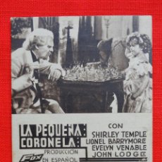 Cine: LA PEQUEÑA CORONELA, TARJETA FOX 1936, EXCTE. ESTADO, SHIRLEY TEMPLE CON PUBLICIDAD TEATRE PRINCIPAL. Lote 41072515