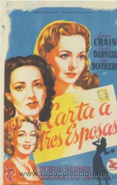 Cine: Carta a tres Esposas. solig&oacute;. Sencillo de 20Th Century Fox.