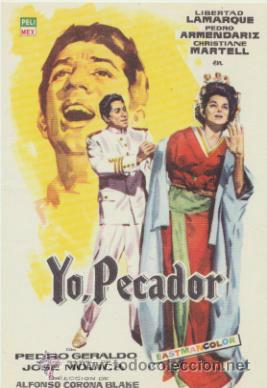 Folhetos de m&atilde;o de filmes antigos de cinema: Yo, Pecador. Sencillo de Pelimex.  &iexcl;IMPECABLE!