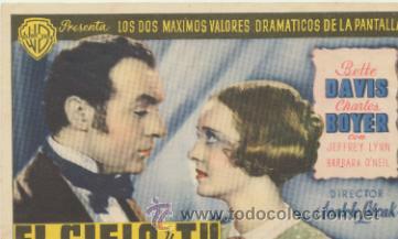 Folhetos de m&atilde;o de filmes antigos de cinema: El Cielo y Tu. Sencillo de WB.