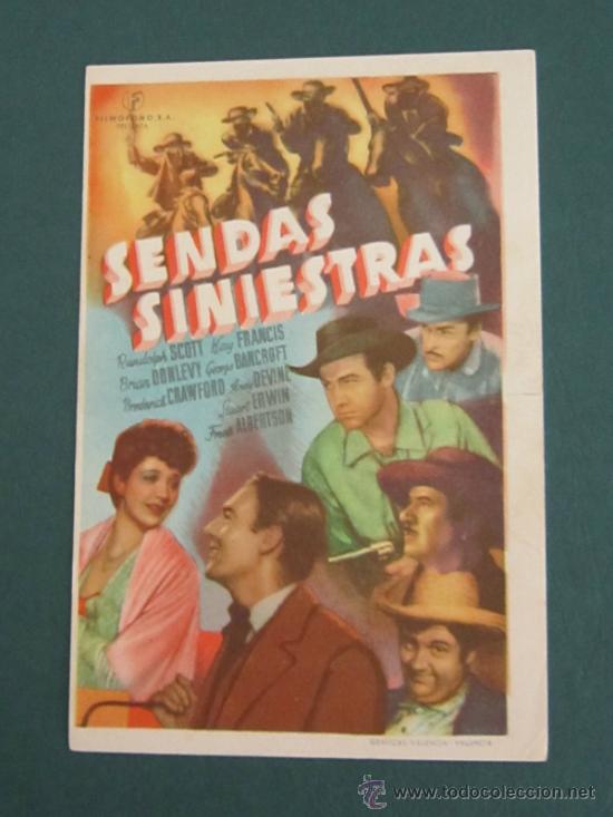 Cine: PROGRAMA DE CINE - SENDAS SINIESTRAS - 1940 - Foto 1