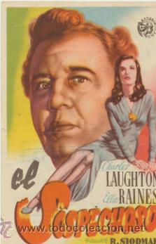Folhetos de m&atilde;o de filmes antigos de cinema: El Sospechoso. Sencillo de Astoria Films. Cine Espa&ntilde;ol - And&uacute;jar  1946.