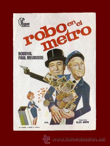 Cine: CINE - ROBO EN EL METRO - PROGRAMA ORIGINAL A&Ntilde;O 1965 - SIN PUBLICIDAD - Foto 1