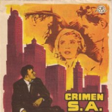 Cine: FOLLETO DE MANO - CRIMEN S.A. COLISEO EQUITATIVA. ZARAGOZA 1958. Lote 41474575