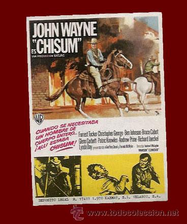 Cine: JOHN WAYNE es CHISUM - PROGRAMA DE CINE ORIGINAL A&Ntilde;O 1970 - SIN PUBLICIDAD - Foto 1