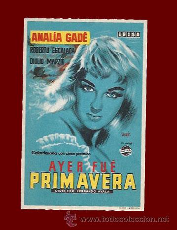Kino: AYER FU&Eacute; PRIMAVERA - PROGRAMA DE CINE ORIGINAL A&Ntilde;O 1955 - SIN PUBLICIDAD