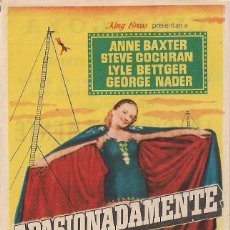 Cine: FOLLETO DE MANO - APASIONADAMENTE. CINE GOYA. ZARAGOZA. 1956. Lote 41495338
