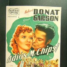 Cine: CINE CENTRO ESPAÑOL-ADIOS, MR. CHIPS-SAM WOOD-ROBERT DONAT-GREER GARSON-ILUSTRADO POR MAT-1943.. Lote 41503744