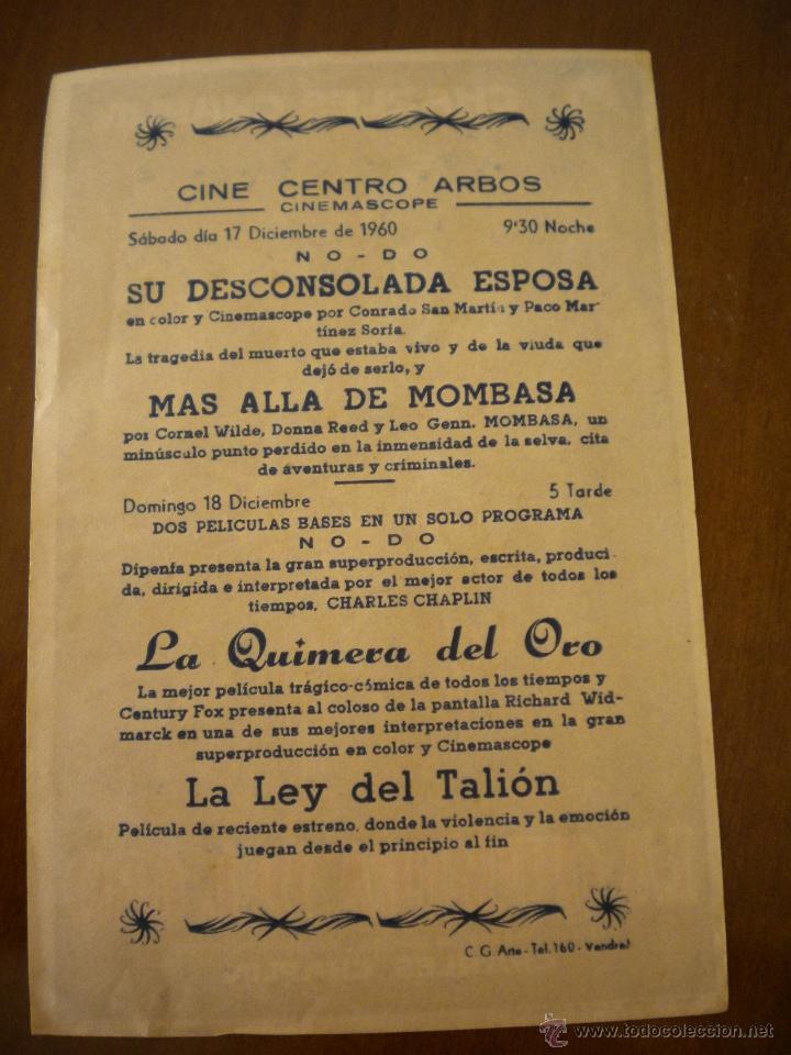 Cine: LA QUIMERA DEL ORO, CHARLES CHAPLIN 1960. - Foto 2