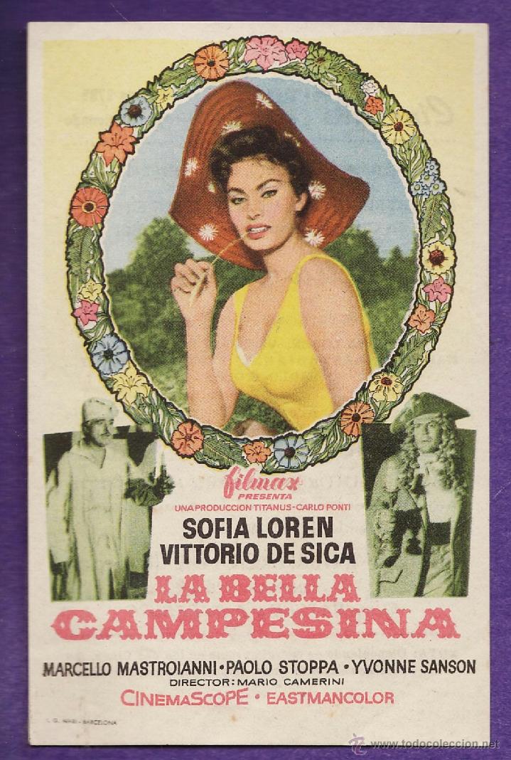 Cine: folleto mano - la bella campesina - sofia loren - cine capitol - tarragona / tgn - a&ntilde;os 50