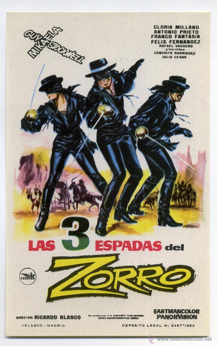 Cine: LAS 3 ESPADAS DEL ZORRO, con Antonio Prieto. - Foto 1