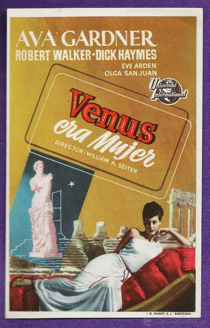 Cine: folleto mano - venus era mujer - ava gardner - sin publicidad / arcinema - a&ntilde;os 50