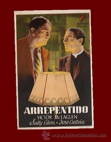 Cine: ARREPENTIDO - PROGRAMA DE CINE ORIGINAL A&Ntilde;O 1939 - SIN PUBLICIDAD - Foto 1