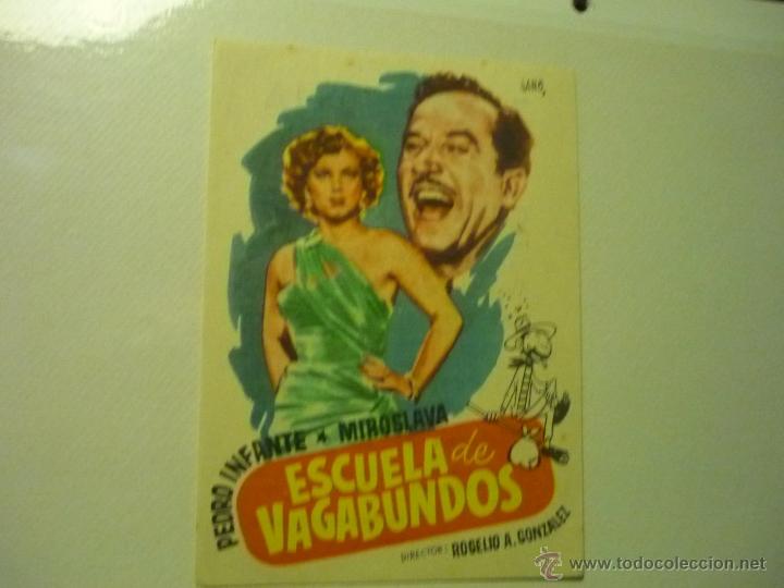 Folhetos de m&atilde;o de filmes antigos de cinema: programa escuela de vagabundos.-pedro infante .-publicidad