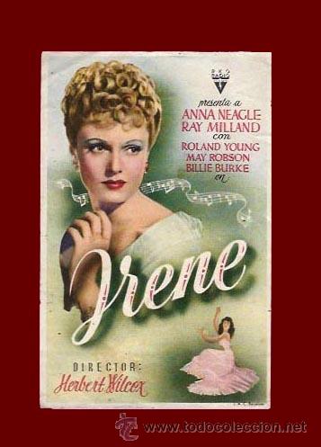 Cine: CINE - IRENE - PROGRAMA ORIGINAL A&Ntilde;O 1940 - SIN PUBLICIDAD - Foto 1