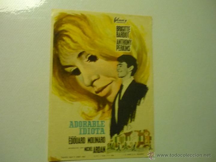 Cine: PROGRAMA ADORABLE IDIOTA .-ANTHONY PERKINS-B-BARDOT PUBLICIDAD - Foto 1