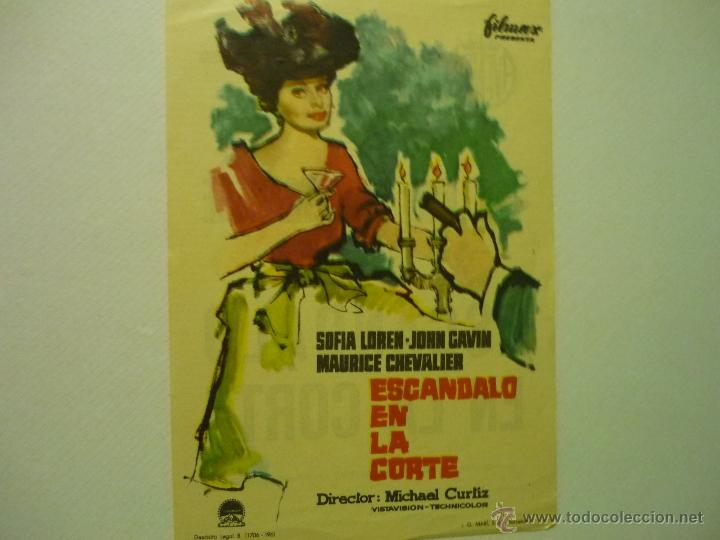 Cine: ESCANDALO EN LA CORTE.-M.CHEVALIER .-SOFIA LOREN-PUBLICIDAD avenida reus