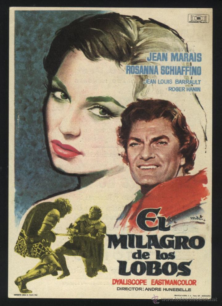  Flyers Publicitaires de films Anciens: P-3450- EL MILAGRO DE LOS LOBOS (Le miracle des loups) (CINE HOGAR JUVENTUD - ALBORAYA) Jean Marais