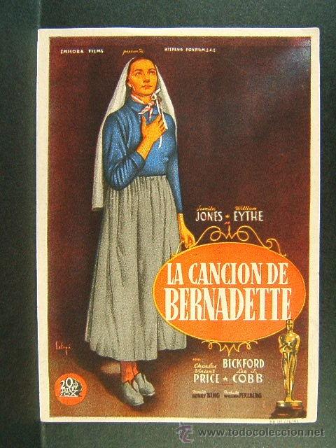 Cine: LA CANCION DE BERNADETTE-HENRY KING-WILLIAM EYTHE-VINCENT PRICE-ILUSTRADO SOLIGO-FILMS-CINE-(1943).