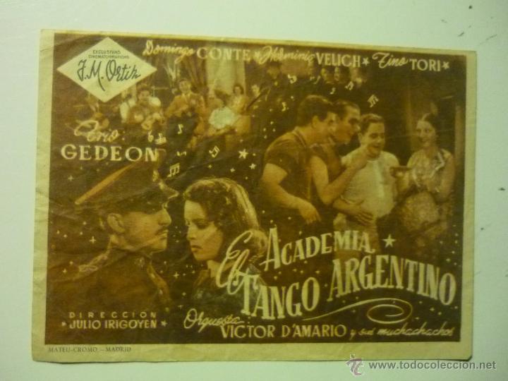 Cine: PROGRAMA ACADEMIA EL TANGO ARGENTINO.-DOMINGO CONTE-PUBLICIDAD - Foto 1