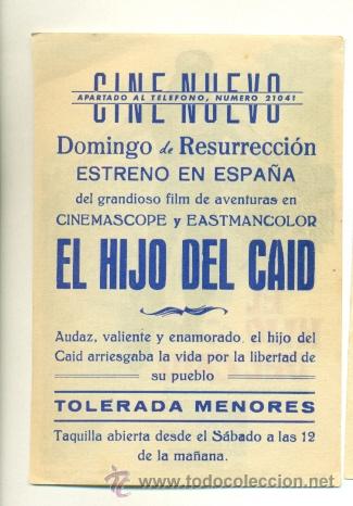 Cine: HIJO DEL CAID - PROGRAMA ORIGINAL CON PROPAGANDA - IMPECABLE - Foto 2
