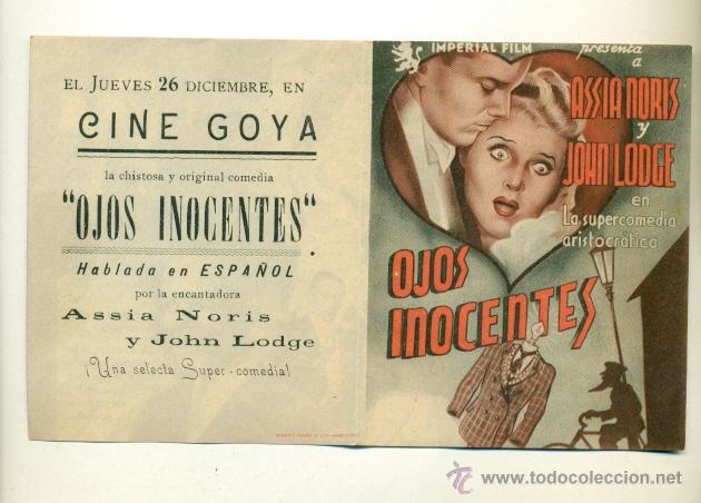 Cine: OJOS INOCENTES - PROGRAMA ORIGINAL CON PROPAGANDA - IMPECABLE - Foto 1