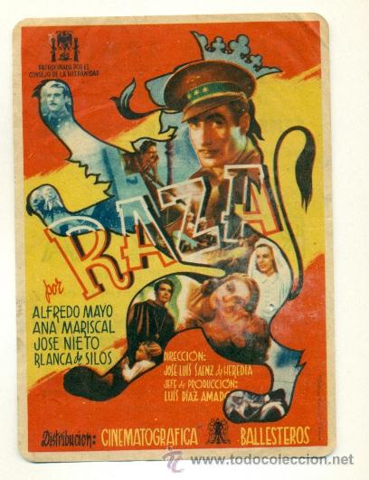 Cine: RAZA - ALFREDO MAYO ANA MARISCAL - PROGRAMA ORIGINAL CON PROPAGANDA - - Foto 1