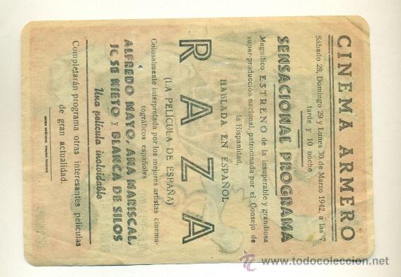 Cine: RAZA - ALFREDO MAYO ANA MARISCAL - PROGRAMA ORIGINAL CON PROPAGANDA - - Foto 2