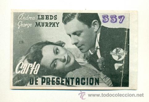 Cine: CARTA DE PRESENTACION - PROGRAMA ORIGINAL CON PROPAGANDA - - Foto 1