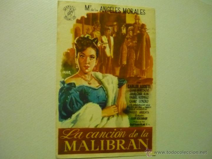 Cine: PROGRAMA LA CANCION DE LA MALIBRAN-M.ANGELES MORALES - Foto 1