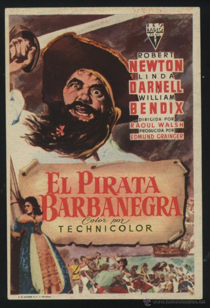  Flyers Publicitaires de films Anciens: Q-03926- EL PIRATA BARBANEGRA (Blackbeard the Pirate) Robert Newton - Linda Darnell - Keith Andes