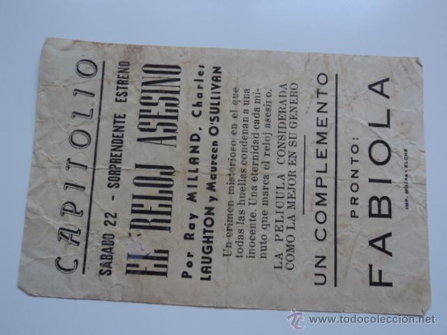 Cine: FOLLETO ORIGINAL PELICULA CINE - PROYECTADA EN ELCHE - Foto 2