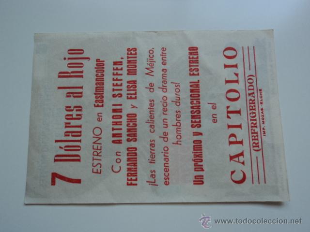 Cine: FOLLETO ORIGINAL PELICULA CINE - PROYECTADA EN ELCHE - Foto 2