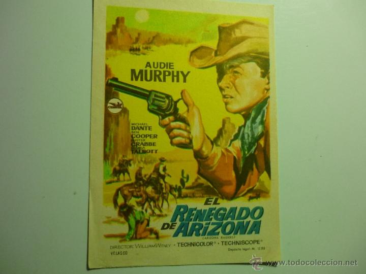 Cine: PROGRAMA EL RENEGADO DE ARIZONA.- AUDIE MURPHY - Foto 1