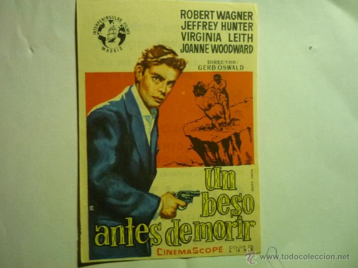 Cine: programa un beso antes de morir.- robert wagner -publicidad cines circo y novedades.-orihuela''