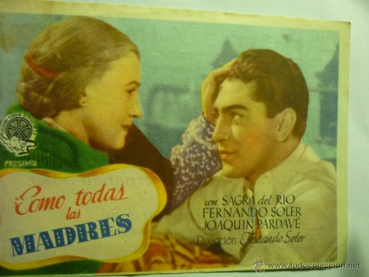  Flyers Publicitaires de films Anciens: PROGRAMA COMO TODAS LAS MADRES.-FERNANDO SOLER -PUBLICIDAD CINE ALHAMBRA zaragoza