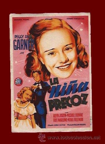 Folhetos de m&atilde;o de filmes antigos de cinema: CINE - LA NI&Ntilde;A PRECOZ - PROGRAMA ORIGINAL A&Ntilde;O 1945 - SIN PUBLICIDAD