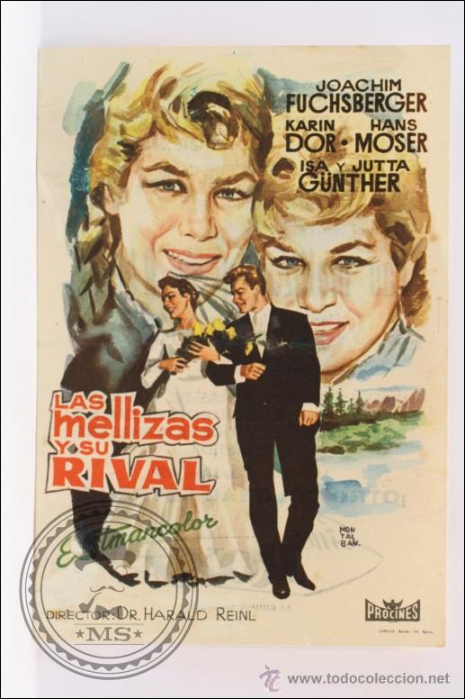 Cine: Programa de Cine - Las Mellizas y su Rival - Publicidad y Sello Postal al Dorso - 13 x 9 Cm - Rareza