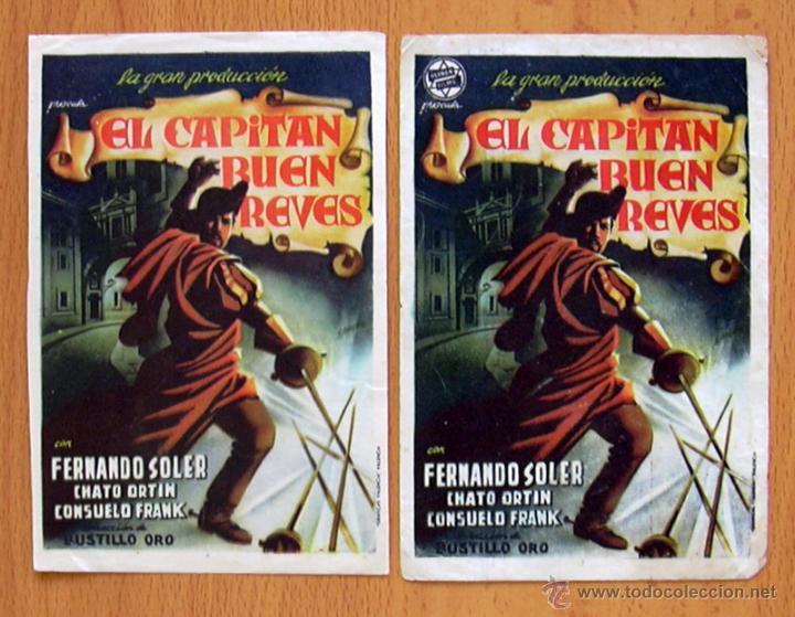 Folhetos de m&atilde;o de filmes antigos de cinema: El capit&aacute;n buen rev&eacute;s - Fernando Soler - 2 programas diferentes - Con publicidad