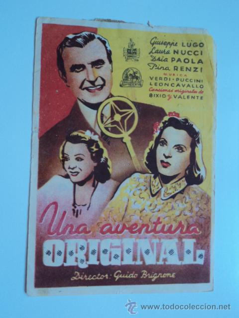  Flyers Publicitaires de films Anciens: ANTIGUO FOLLETO CINE PELICULA UNA AVENTURA ORIGINAL - PROYECTADA EN ELCHE, A&Ntilde;OS 40-50