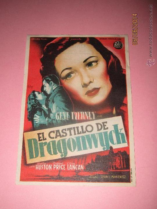 Cine: Antiguo Programa de Cine * EL CASTILLO DE DRAGONWYCK * en el CENTRAL CINEMA de TIBI - A&ntilde;o 1949