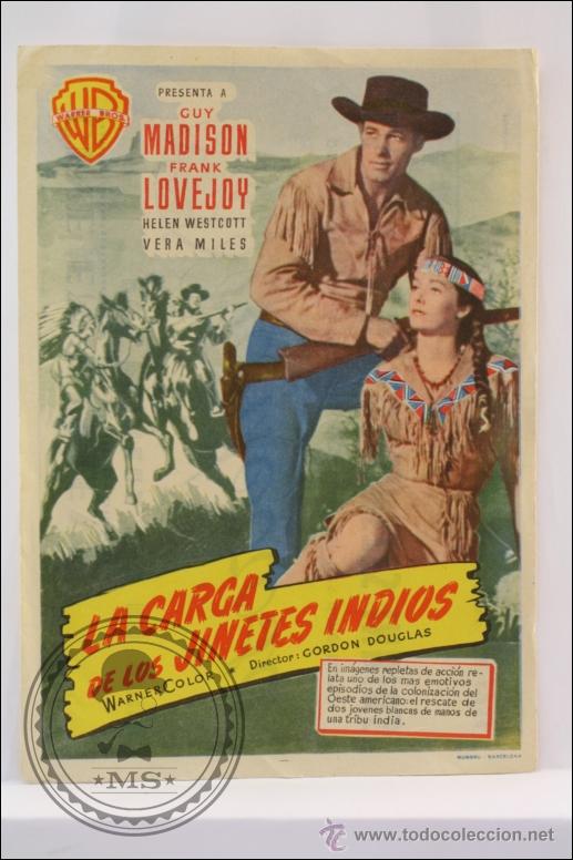 Cine: Programa de Cine - La Carga de los Jinetes Indios - Publicidad al Dorso - 16 x 11 Cm - Foto 1