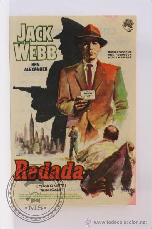 Cine: Programa de Cine - Redada - Jack Webb - Publicidad al Dorso - 13,5 x 9 Cm - Foto 1