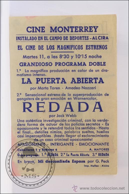 Cine: Programa de Cine - Redada - Jack Webb - Publicidad al Dorso - 13,5 x 9 Cm - Foto 2