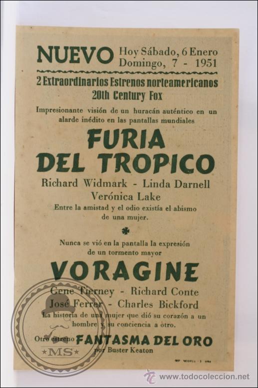 Cine: Programa de Cine - Vor&aacute;gine - Publicidad al Dorso - 13,5 x 9 Cm - Foto 2